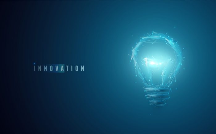 Law Firm Innovation. Lightbulb and the word innovation.